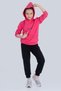 Newyork Mini Kangaroo Pocket Hooded Girls Tracksuit Set Mnk0513 Fuchia