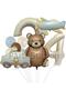 Retro Teddy Bear Police Car Rainbow Airplane Concept 4 Years Old Balloon Set Retro Concept Birthday Balloon Set - 2