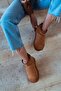Mini Tan Suede Ankle Boots Furry Flat Sole Women's Shoes - 2