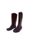 Women's Black Red Floral 35 cm Long Garden Rain Boots Emkk309-210 - 4