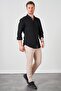 Men's Black Ottoman Long Sleeve Pocketless Slim Fit Shirt - 5