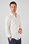 Men's Ecru Long Sleeve Ottoman Pocketless Slim Fit Shirt - 2