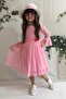 Cream Hat Lace Girls Dress Pink - 2
