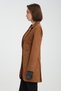 Tan Color Suede Fabric Long Women's Riding Jacket - 7