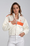 Women's Oversize Plush Seasonal Cardigan Printed Jacket with Puff Leather Trim Biker Racer Coat Woolen Jacket