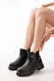 508-3037 Black Buckle Accessory Zippered Daily Women's Boots - 2