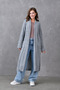 Gray Knitwear Fabric Double Pocket Shawl Collar Long Cardigan 5001 - 7