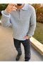 Knitted Oversize Non-Pilling Natural Cotton Zippered Polo Collar Knitwear Sweater - 7