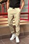 Men's Gabardine Pants with Elastic Waist and Cuffs, Cargo Pocket - 3