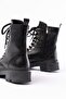812-2121 Black Leather Lace-Up Zippered Daily Women's Boots - 3