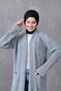 Gray Knitwear Fabric Double Pocket Shawl Collar Long Hijab Clothing Cardigan 5001 - 2