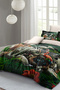 Duvet Cover Set Cotton Satin Double Size 3D Digital Natural Zoo - 3