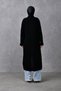 Black Knitwear Fabric Double Pocket Shawl Collar Long Islamic Clothing Cardigan 5001 - 3