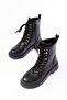 812-2121 Black Leather Lace-Up Zippered Daily Women's Boots - 5