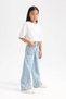 Girl's Wide Leg Wide Wide Leg Pocket Trousers D3719A824Wn - 2