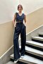 Buttoned Striped Crop Short Vest Palazzo Wide Leg Pants Oversize Blazer Jacket Pinterest Set - 3