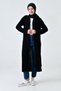 Women's Black Knitwear Fabric Double Pocket Design Shawl Collar Long Hijab Clothing Cardigan 5001 - 7