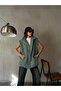 Women's Mint Green Hidden Snap Detailed Lined Plush Vest 28267 - 6