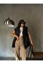 Women's Anthracite Concealed Snap Detailed Lined Plush Vest 28267