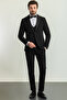 Straight Slim Fit Shawl Collar Satin Men's Groom Suit Black - 45225.23Y - 3