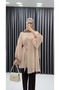 24y50257 Beige Evening Dress Tunic - Pleated Sleeve and Cuffed Stone DeTail, Size 38 - 2