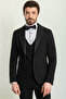 Straight Slim Fit Shawl Collar Satin Men's Groom Suit Black - 45225.23Y - 4