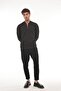 Half Zipper College Collar Sweatshirt Regular Fit-Dark Brown- 2317 - 4