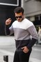 White Gray Black Three Color Block Segmented Crew Neck Three Thread Regular Fit Sweatshirt- 2436 - 2
