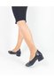 Genuine Leather Black Thick Heel Women's Heeled Shoes - 4