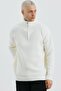 Men's Oversize Half Zipper Premium Knitted White Knitwear Sweater Mz62001 - 8