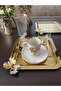 6 Pcs Coffee & Tea & Presentation Tray Gold Tray with Butterfly Design - 8