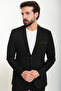 Straight Slim Fit Mono Collar Zippered Men's Suit Black - 45316.24Y - 4