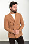 Straight Slim Fit Wide Collar Double Breasted Men's Jacket Dark Beige - 40363.24Y - 3