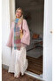 Pink Pastel Color Square Patterned Soft Tassel Scarf Shawl - 4