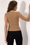 Shine Women's Slim Fit Crew Neck Moon Sleeve Stretchy Basic Combed Cotton Blouse & Tshirt & Tee - Camel - 4