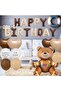 3Yaş Retro Teddy Bear Brown Foil Balloon Happy Birthday Banner Decoration Birthday Party Set Ornament - 5
