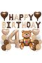 Luxury Retro Teddy Bear Brown Foiled Balloon Happy Birthday Banners Decoration Birthday Party Set Ornament - 2