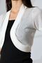 Puzi Women's Slim Fit Oval Skirt Openwork Patterned Short Sleeve Gathered Shoulders Short Cardigan & Bolero - Ecru - 6
