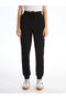 Black Women's Elastic Waist Plain Jogger Sweatpants - 3