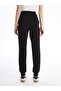 Black Women's Elastic Waist Plain Jogger Sweatpants - 5