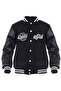 Sleeves Leather Unisex Oversize Justice Printed Black Bomber College Jacket 100% Cotton - 2