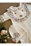 Waffle Series - Orange / Hand Embroidered Floral Romper and Hat - 4