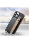 Apple iPhone 16 Pro Compatible Case M-Safe 2in1 Best Leather Case with Card Holder Black - 2
