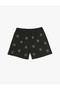 Stone Detailed Snow Patterned Shorts with Elastic Waist - 2