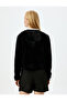 Velvet Sweatshirt with Pockets and Hooded Zipper - 4
