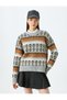 Crew Neck Comfortable Fit Long Sleeve Multicolor Ethnic Sweater - 3
