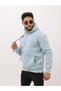 Blue Raised Fleece Inside Casual Men's Hooded Sweatshirt - 3