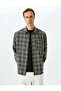 Long Sleeve Pocket Detailed Viscose Blend Plaid Shirt Jacket - 3