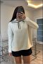Button-Front Women's Knit Sweater with Shirt Collar - 2