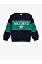 Sweatshirt Printed Crew Neck with Raised Color Block